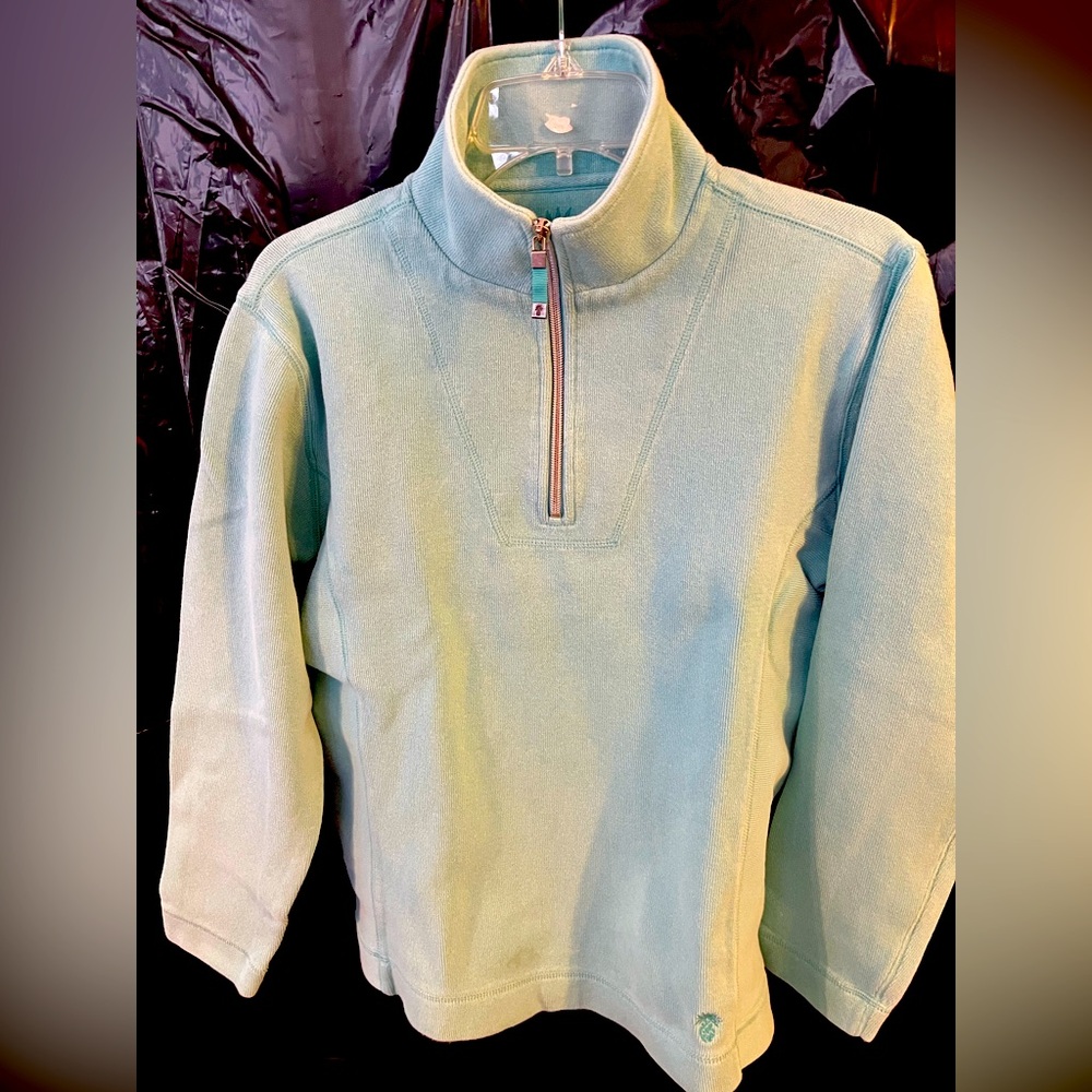 Lite Teal Mock Neck 1/2 Zip Sweatshirt by Tommy Bahama